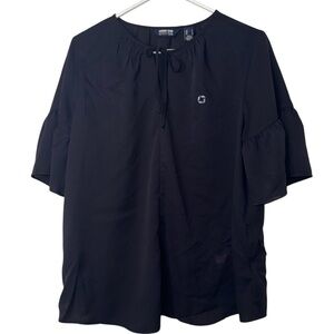 Chase Lands' End Women’s Navy Blouse with Tie Neck (S)